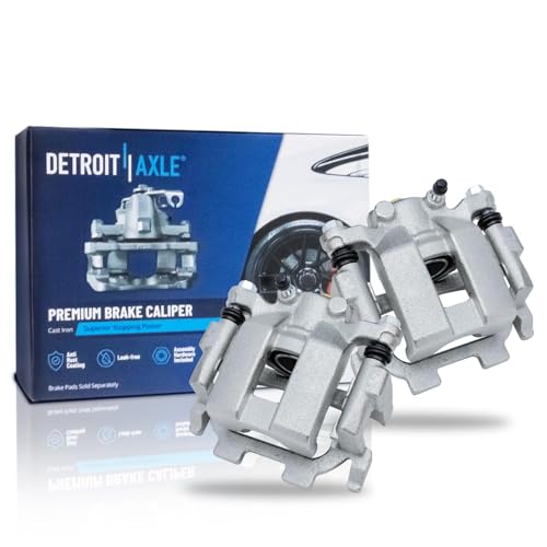 Image of Detroit Axle - Rear Brake Kit for Infiniti JX35 M35H M37 M56 QX60 | Nissan Quest Murano Pathfinder, Drilled Brake Rotors Ceramic Brake Pads Brake Calipers Replacement 12.13 inch inch Rotor