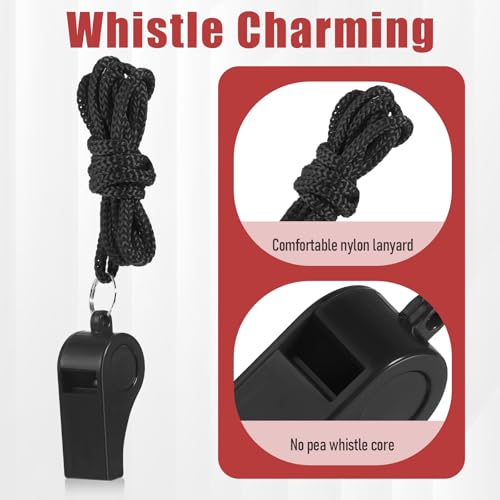 100 Silbatos de Entrenador con Cordón Negro Plástico miniatura 4
