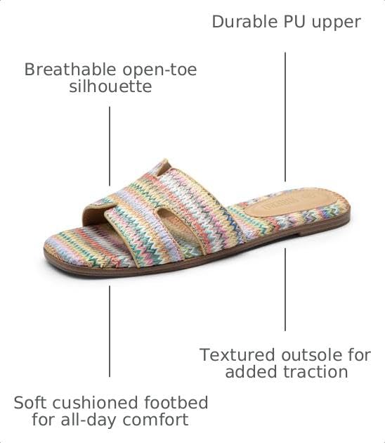 Image of Rihero Flat Sandals Women Dressy Comfortable Slip On Leather Slide Sandals