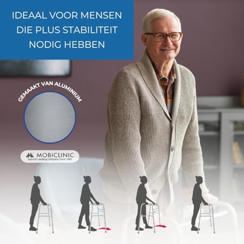 Mobiclinic®, Looprek voor ouderen, Europees merk, Looprek zonder wielen, Model Mezquita, mobiliteitshulpmiddel, In hoogte verstelbaar, Opvouwbaar, Aluminium, Ultralicht, Maximaal gewicht 100 Kg - Afbeelding 4