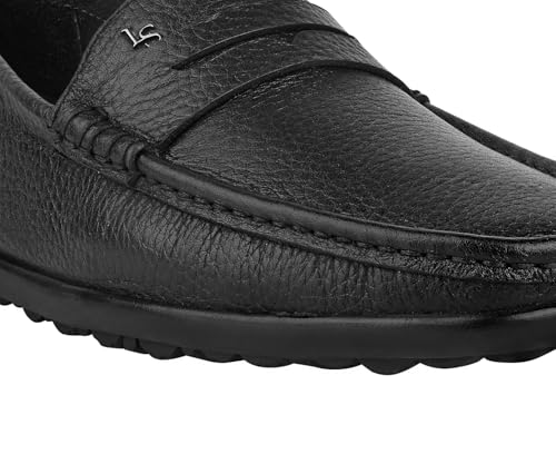 Image of LOUIS STITCH Italian Milled Leather Formal Shoes for Men | Ultra Lightweight Men's Slip On Solid Formal Loafers | Comfortable for Long Hours | LSPDFL