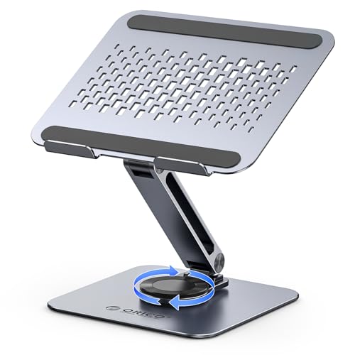 ORICO ノートパソコンスタンド 360°回転 エルゴノミクス設計 耐荷重約5kg アルミ合金製 ノートpc スタンド 放熱設計 折りたたみ式 ラップトップスタンド 省スペース 高さ・角度調整 滑り止めゴム 学習用 在宅ワーク MacBook Neo/Air/Pro/NEC/Fujitsu/Lenovo などに対応 グレー ST10