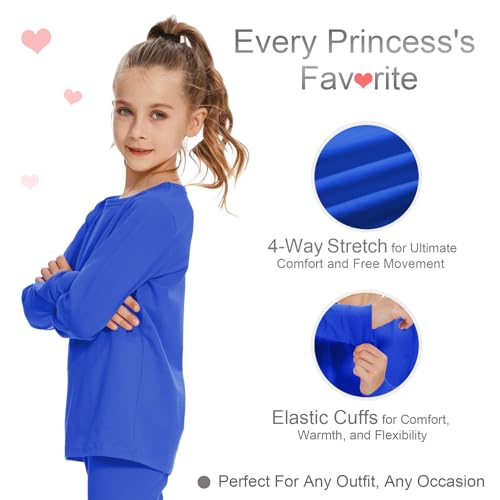 Image of 3T 4T 5T to 12 Years Girls Long Sleeve Shirts Kids Cotton T-Shirt Toddler Basic Crew Neck Top
