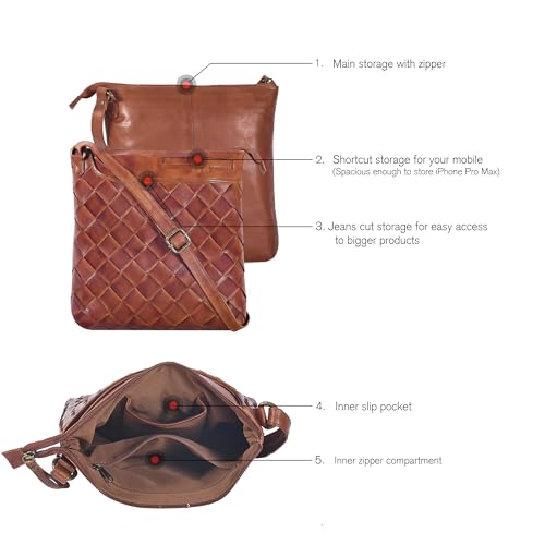 Image of Leather Crossbody Bags for Women - Ladies Sling Handbags - Medium Cross body Purses Handbags - Purses For Women