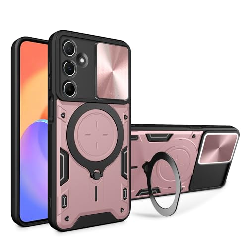 Lucyliy Compatible with Samsung Galaxy M35 SM-M356B/DS Phone Case Cover [with Tempered Glass Screen Protector] Pink