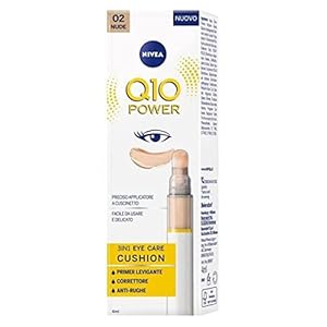 NIVEA Q10 Power 3-in-1 Eye Care Cushion 02 Nude, 4 ml, getinte en hydraterende oogcrème, anti-aging oogprimer met co-enzym Q10, gladmakende correctie van donkere kringen