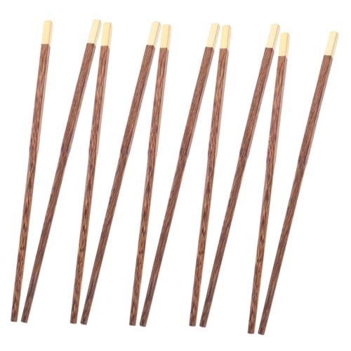 GETAJGHSD 5組 銅頭付き鶏翅木製調理箸 双 長柄設計で熱から手を守る 料理 揚げ物 火鍋 麺類に 家用 にも適した木製キッチン箸