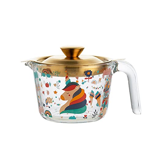 かわいいオイルポット 油こし器 残留物をろ過 おしゃれ耐熱透明ガラス 計量カップ 透明 蓋付き 残留物をろ過最大容量約680ml (金003)