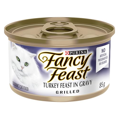 Fancy Feast Grilled Wet Cat Food, Turkey Feast in Gravy – 85 g Can (24 Pack)