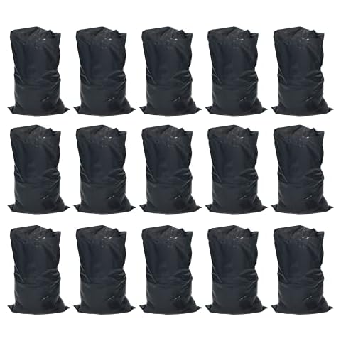 Rubble Builder Sacks Black - Heavy Duty Polypropylene Builders Bags - Extra Stong Bags - Jumbo Garden Waste Storage Industrial Sack - 50cm x 76cm (15) Cover