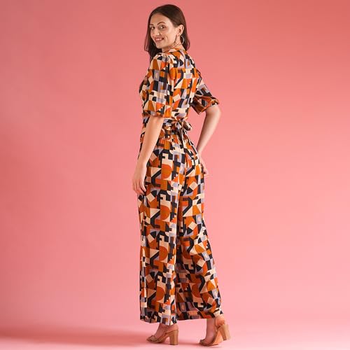 Image of Globus Women Blue Paisley Print Co-Ord Set with Top and Palazzo-3638348001