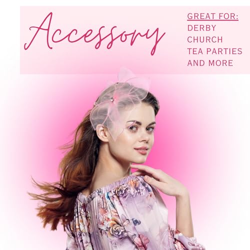 Needzo Light Pink Fascinator Headband for Women, Derby, Church and Tea Party Hair Accessory, One Size Fits Most - Thumbnail 4