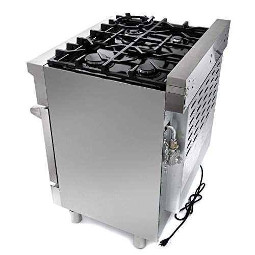 Cosmo GRP304 30 in. Freestanding/Slide-in Gas Range with 4 Sealed Burner Rangetop, Rapid Convection Single Oven, Heavy Duty Metal Knobs & Cast Iron Grate in Stainless Steel