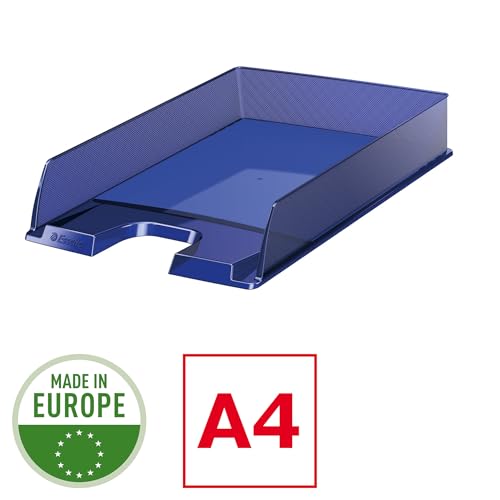 Bandeja Europost A4 Esselte de plástico transparente apilable para organizar papel y documentos 2