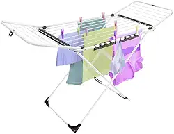 Varal Grande Em Aço Com Abas Branco Dobrável Resistente Para 27kg de Roupas Secador