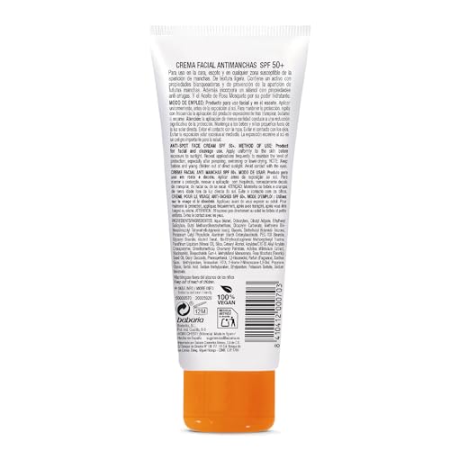 Miniatura 2 de Babaria Protector Solar Facial SPF50+ Antimanchas con Rosa Mosqueta 75 ml – Antiarrugas, Hidratante y Coral Friendly - Crema Solar Facial 50 Mujer