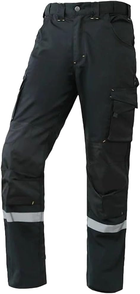 Men's Reflective Construction Pants - Multi-Pocket Safety Work Trousers with Heavy Duty Utility