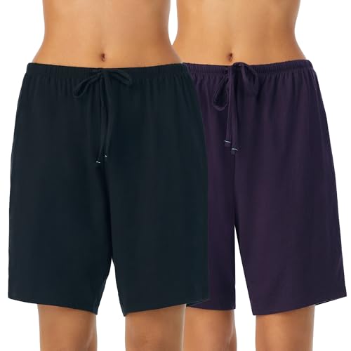 Image of Nautica Womens Sleep Bermuda Shorts - Lightweight, Breathable Pajama Bottoms - Cotton Knit Jersey Sleepwear and Loungewear
