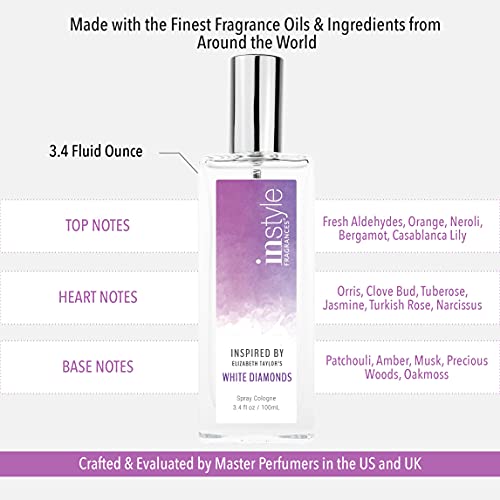 Instyle Fragrances | Inspired By Elizabeth Taylor's White Diamonds | Women’s Eau De Toilette | Paraben Free | Never Tested On Animals | 3.4 Fluid Ounces #TOP4