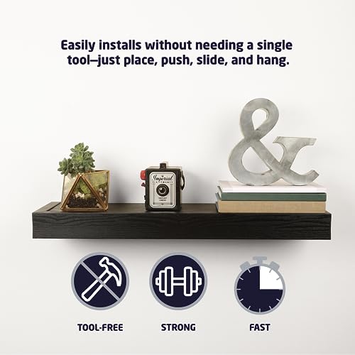 High & Mighty 515665 Modern 36" Floating Shelf Holds Up To 25Lbs, Easy Tool-Free Dry Wall Installation, Flat, Ecommerce Packaging, Espresso #TOP3