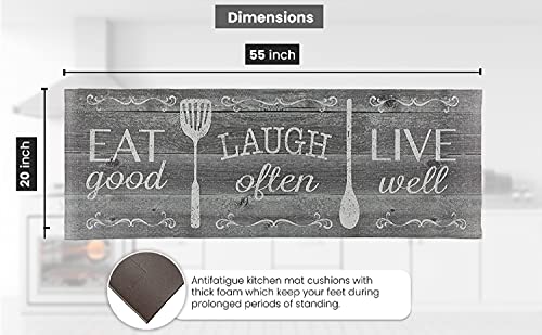 J&V TEXTILES Kitchen Mat Cushioned Anti Fatigue Floor Mat,19.6"x55", Thick Non Slip Waterproof Kitchen Rugs and Mats, Standing Mat for Kitchen,Floor,Home,Office,Desk,Sink,Laundry (Scroll)