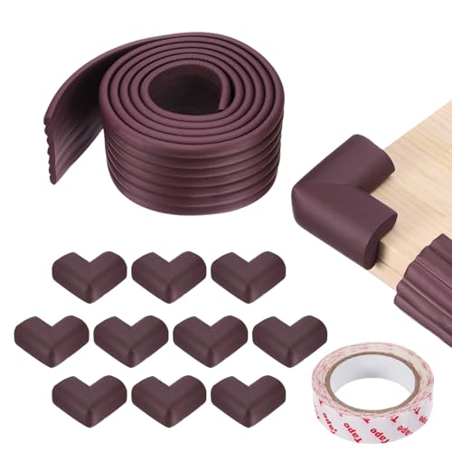 Protection d'angle de meuble marron 2m avec 10 coins de finition