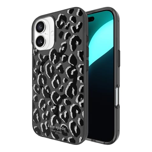 Coque iPhone 16 MagSafe Kate Spade avec protection antichoc et design léopard urbain chic