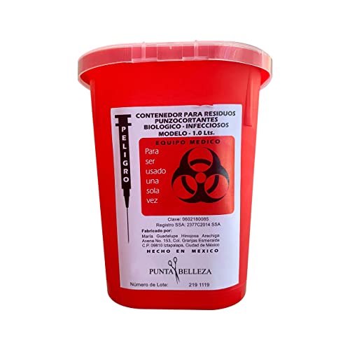 Contenedores, Home Bote Rojo Para Objetos Punzocortantes - Bote Para Residuos Peligrosos - Contenedor De Agujas y Objetos Filosos - Contenedor De Desechos Punzocortantes -...