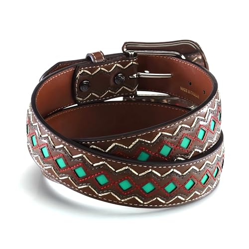 ARIAT Women's Diamond Inlay Center Pattern Belt, Brown, Large3