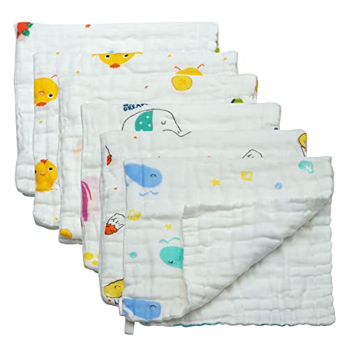 Hmlike Mulltücher für Babys, 6 Stück, Spucktücher, 25 x 50 cm, 6 Schichten, 100 % Baumwolle, für Neugeborene Cover