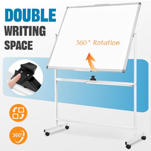 Image of Rolling Whiteboard 60 inch x 48 inch Sturdy Dry Erase White Board on Wheel