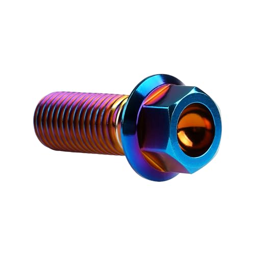 Image of Titanium Bolt M12 30 35 40 45 50 55 60 65 70 75 80 85 90mm Hex Small Flange Head for Motorcycle Car Modification Pack of 4 (M12x30mm Pitch 1.5, Burnt Blue)