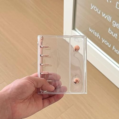 Piawokl 透明クリアシール帳 ページが自由にカスタム!【M5サイズ対応】5穴バインダー式 女の子 手帳 ステッカー収納や写真整理に 黄ばみ防止加工 軽量で携帯便利 (3)