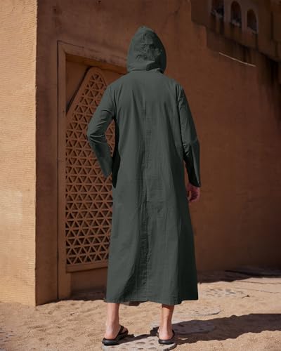 Caftán thobe abaya largo para hombre con cuello abotonado 4