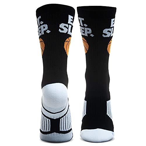 Image of ChalkTalkSPORTS Basketball Socks - Cushioned Mid-Calf Crew - Youth & Adult | Moisture-Wicking Performance Blend, Athletic Basketball Gear, Stay-Up Technology, Arch Support, Breathable, Boys and Men