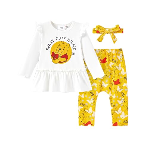 Disney Winnie the Pooh Minnie Mouse Princess Newborn Baby Girl Organic Cotton Ruffle Long Sleeve 3-Piece Set 3-24 Months