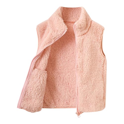 ベビー服 女の子 トップス ノースリーブ ポケット コート 秋冬 フリースジャケット 裏起毛 フリースベスト キッズ 防寒 ボアベスト アウトドア 暖かい 子供服 男の子 アウター 冬 ふわふわ もこもこ 無地(ピンク,150)