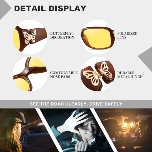 Image of HAOLOTA Night Vision Glasses for Driving Anti Glare, Polarized Nighttime Safety Glasses for Women Men UV400 Protection
