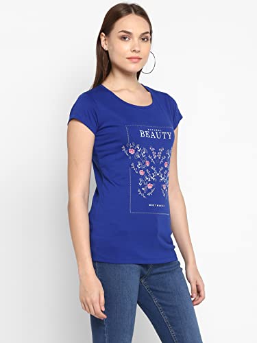 Image of Modeve Women Printed Cotton Blend Half Sleeve Round Neck T-Shirt for Summer