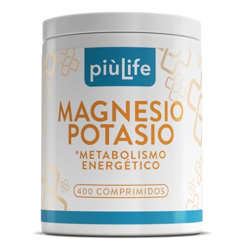 Magnesio Y Potasio 400 Comprimidos PiùLife, Suplemento Para El Cansancio Y La Fatiga, Citrato De Potasio Y Magnesio, Sales Minerales, Recuperador Muscular, Sistema Nervioso, Equilibrio Electrolitos