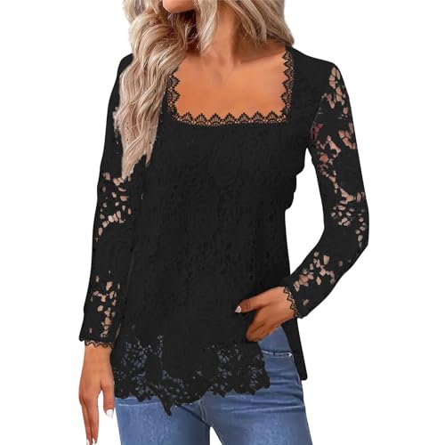Women's Dressy Casual Lace Blouse Long Sleeve Mock Neck Shirts Tops Elegant Date Night Outfit Club Party Tops