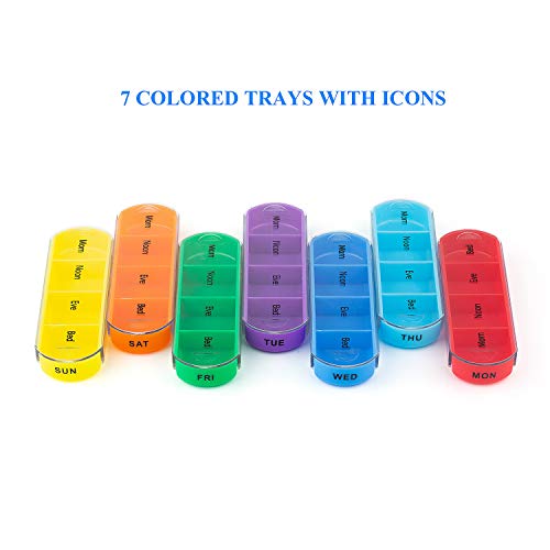 Comius Sharp Medicijnbox met 28 roosters, 7 dagen, regenboogpillendoos met PU-leer, handige en vochtbestendige… - Image 7