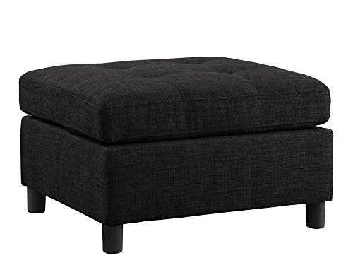 Ottoman Foot Rest Upholstered Ottoman Bench Textured Tufted Small Ottoman Foot Rest Stools Furniture (Dark Gray)