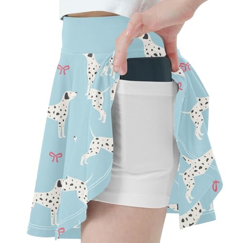 Girls Skorts High Waist Athletic Skirts with Shorts Dalmatian Ribbon Stretchy Teens Performance Tennis2