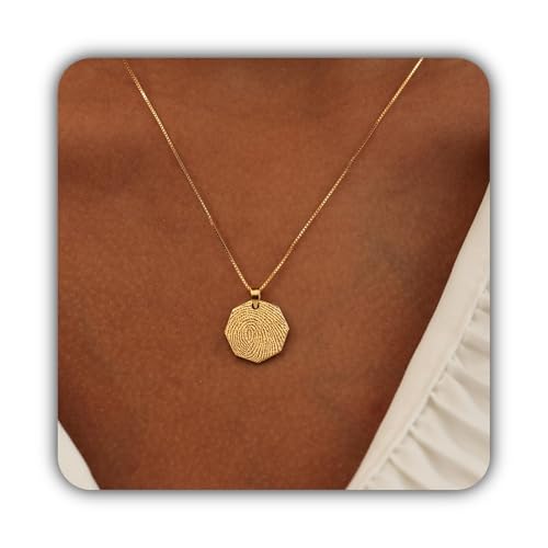 Collier Octagonal Empreinte Digitale et Gravure Écriture Manuscrite