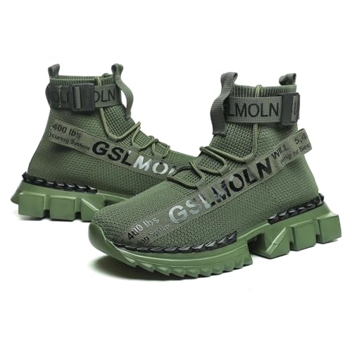 Image of Jakcuz Men's High Top Sneakers Plus Size Breathable Gym Athletic Running Walking Tennis Comfortable Fashion Platform Shoes