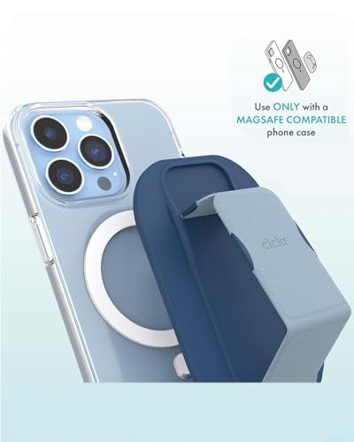 Support et poignée de portable MagSafe CLCKR bleu avec sangle pour iPhone