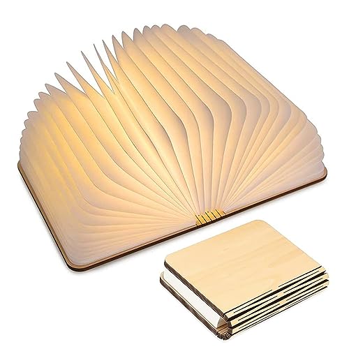 SANOTO Lampada Libro USB Ricaricabile Pieghevole in Legno Magnetico LED Light del Libro di Lamp - 2500mAh batterie al Litio scrivania Lampada da Tavolo