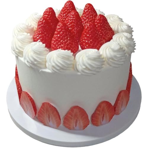 フェイクケーキ ダミーケーキ バースデーフルーツケーキ 模型 モデル 本物そっくり リアル クリームケーキ ウィンドウディスプレイ 誕生日 記念日 撮影写真用 ホームデコレーション 6インチ