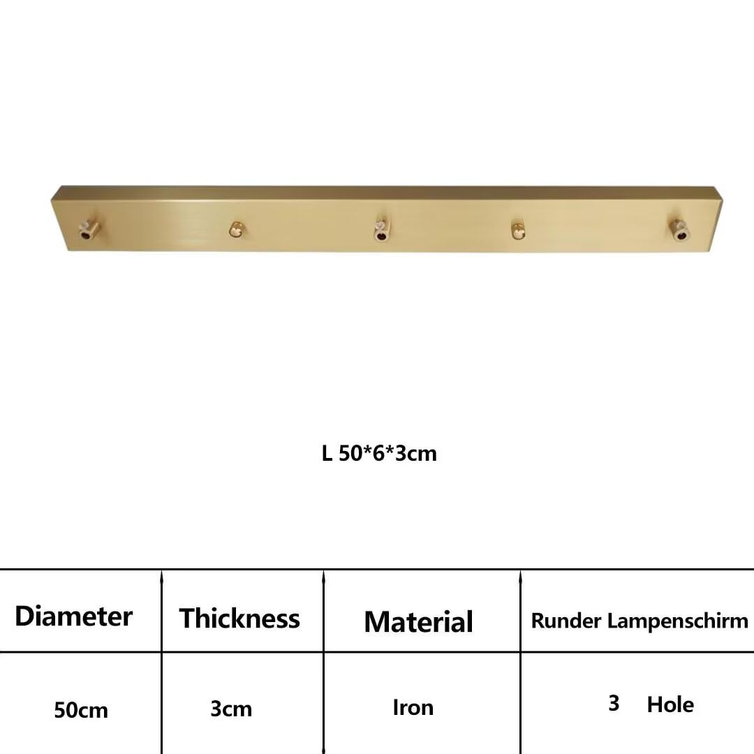 50 cm złota prostokątna róża sufitowa 3-drożna metalowa oprawa oświetleniowa żyrandol osłona okablowania do lamp wiszących, opraw sufitowych i akcesoriów oświetleniowych - eleganckie rozwiązanie do